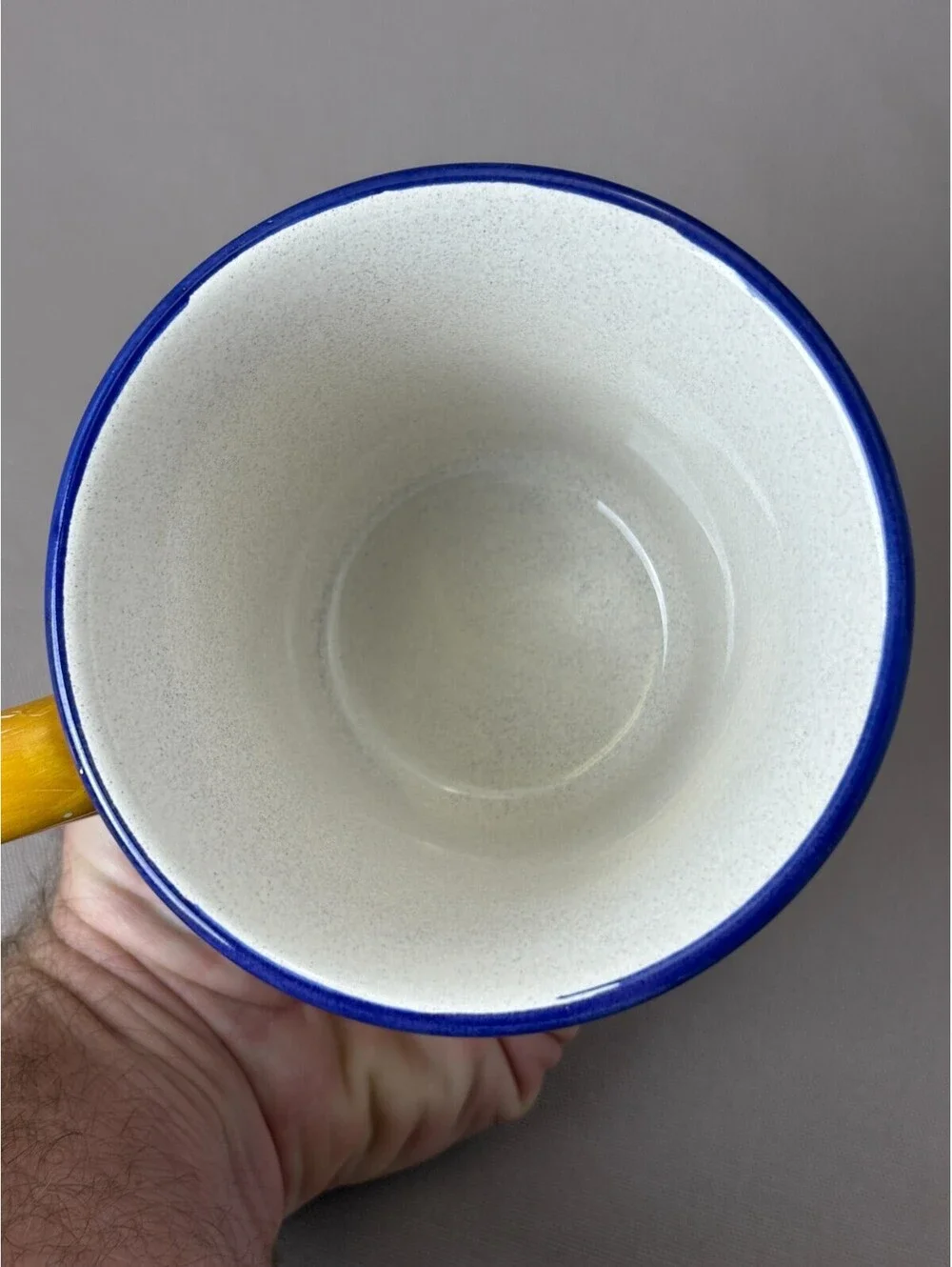 Pier 1 Italian Swirl Mug Hand Painted Earthenware Blue Yellow Italy Large Cup